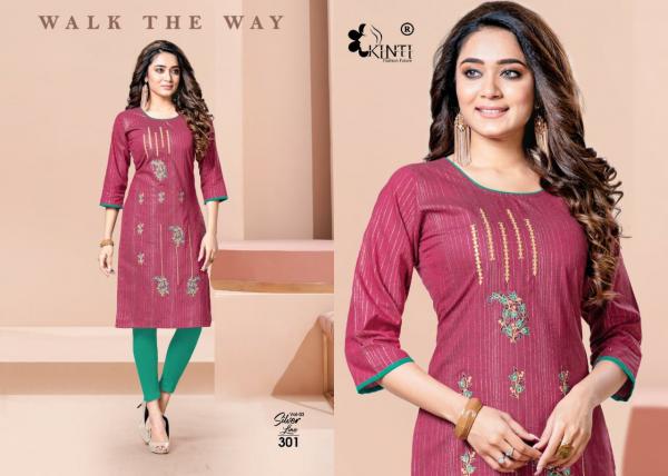 Kinti Silver Line 3 Designer Cotton Embroidery Kurti 